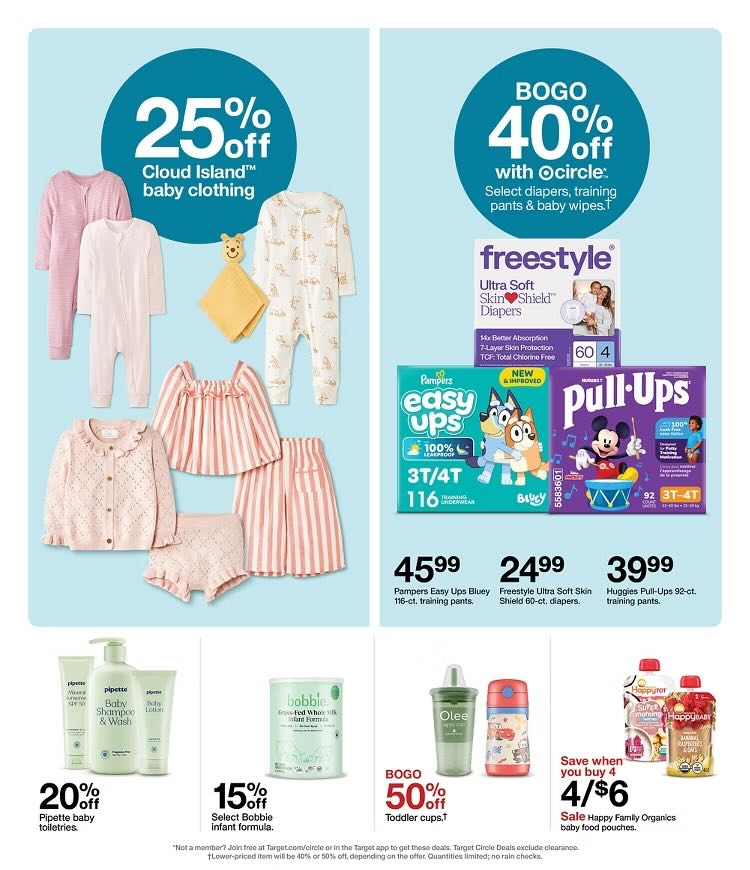 A baby clothing and products on a price list