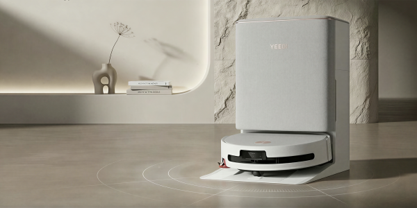 A robot vacuum cleaner on a table