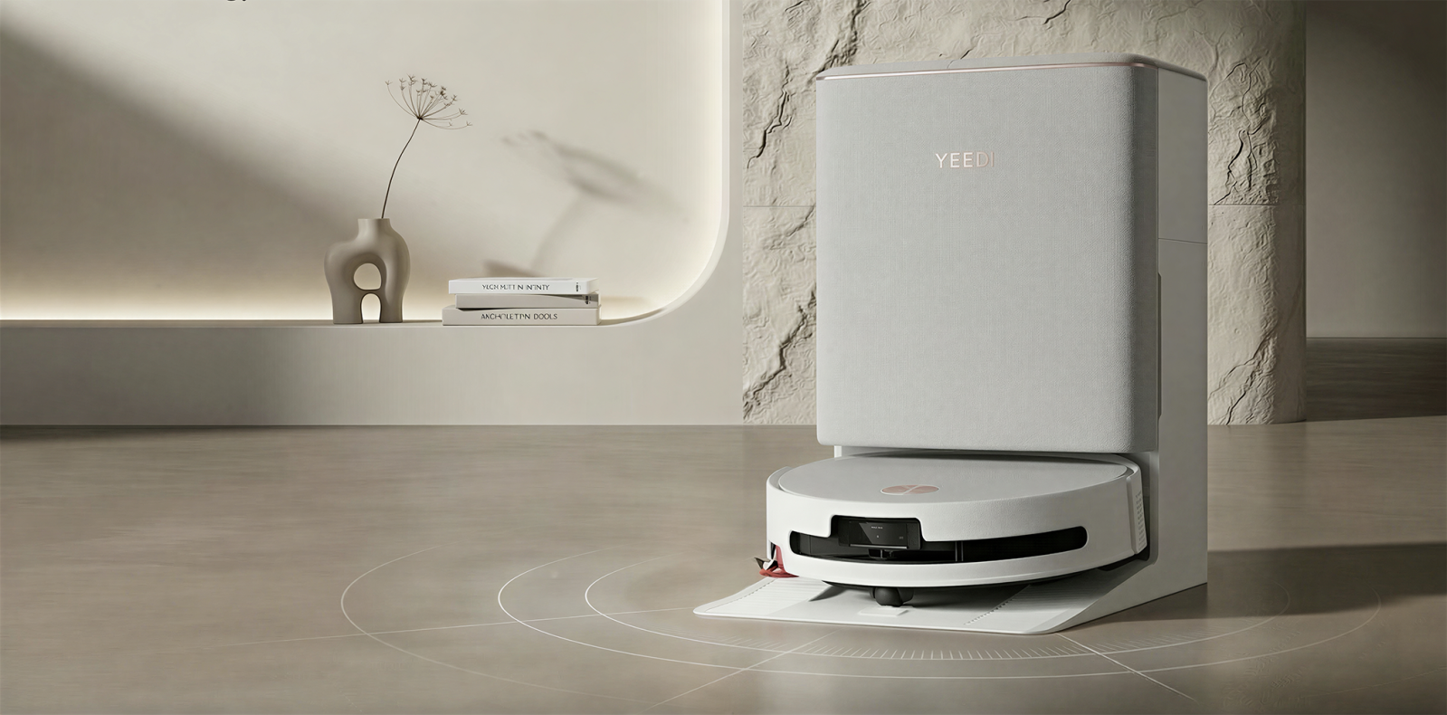 A robot vacuum cleaner on a table