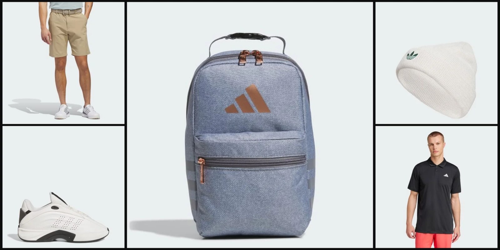 A blue backpack with a logo on it