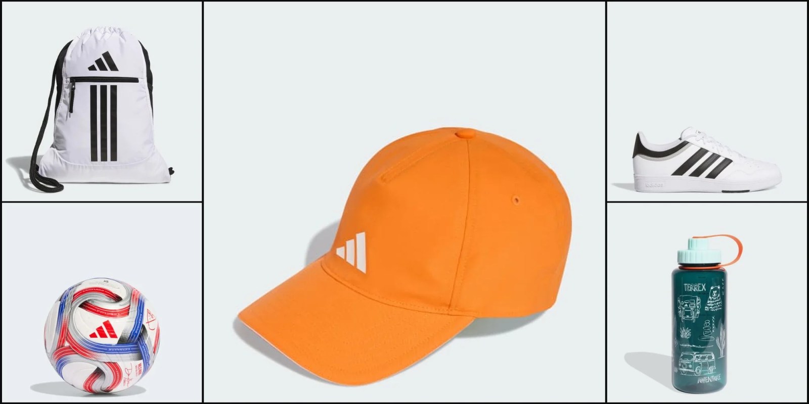 An orange hat with white stripes