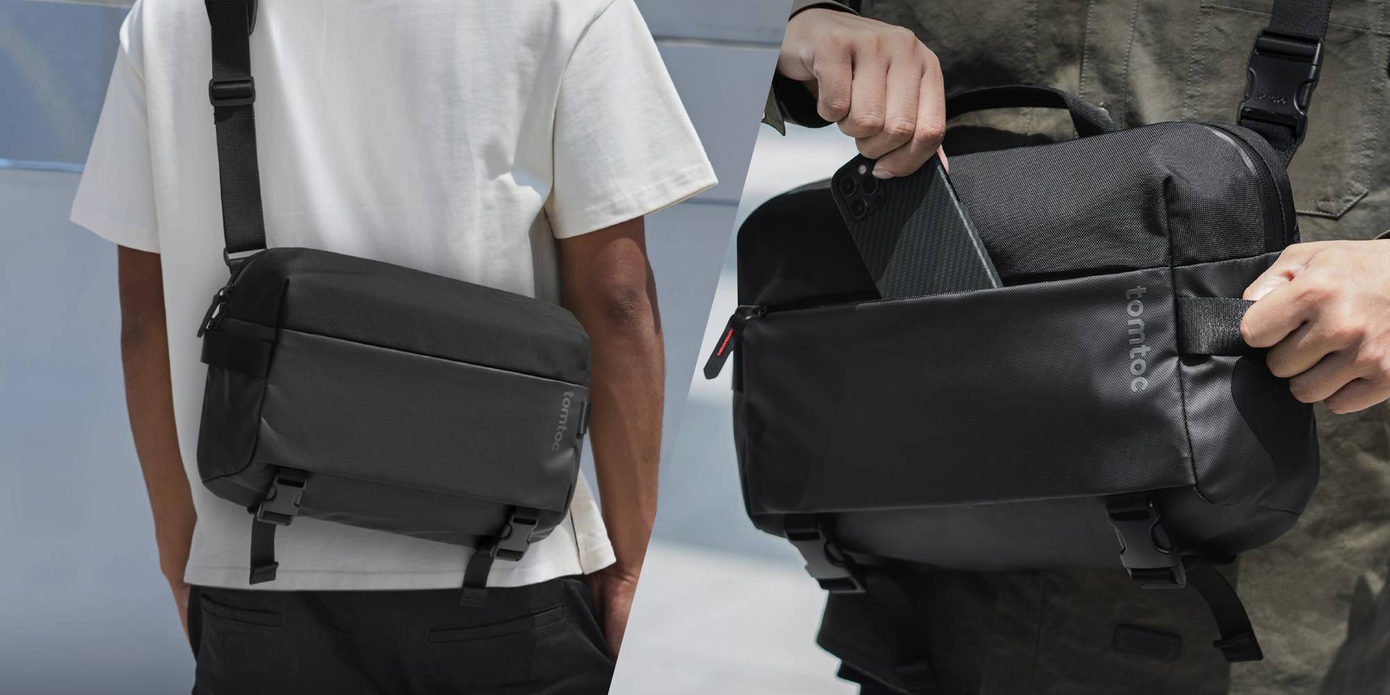 A person holding a phone in their bag