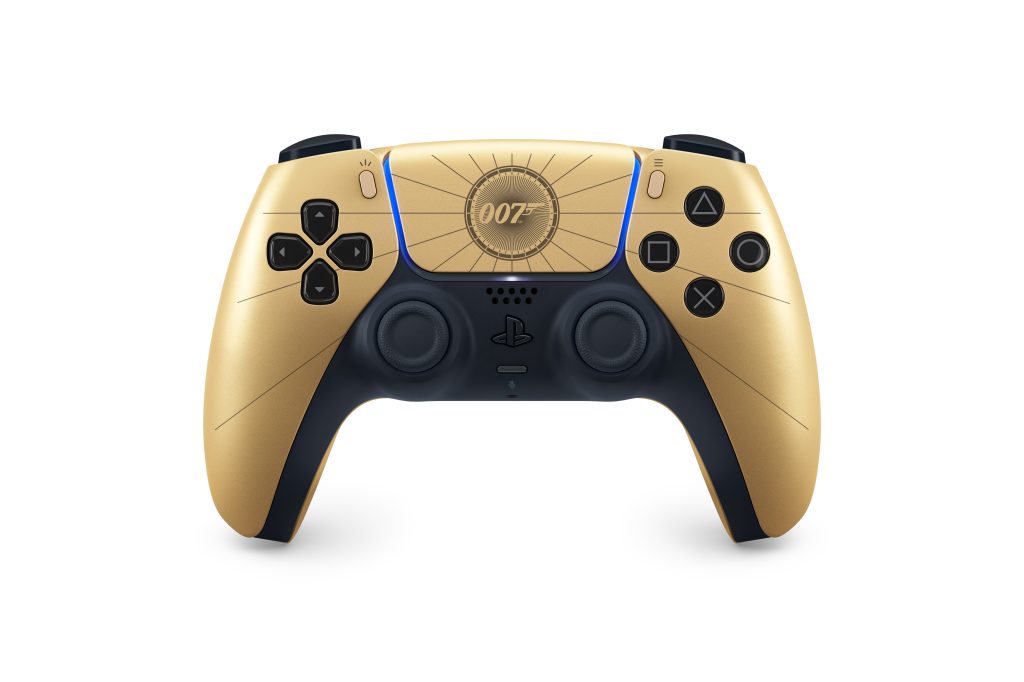 A gold and black video game controller