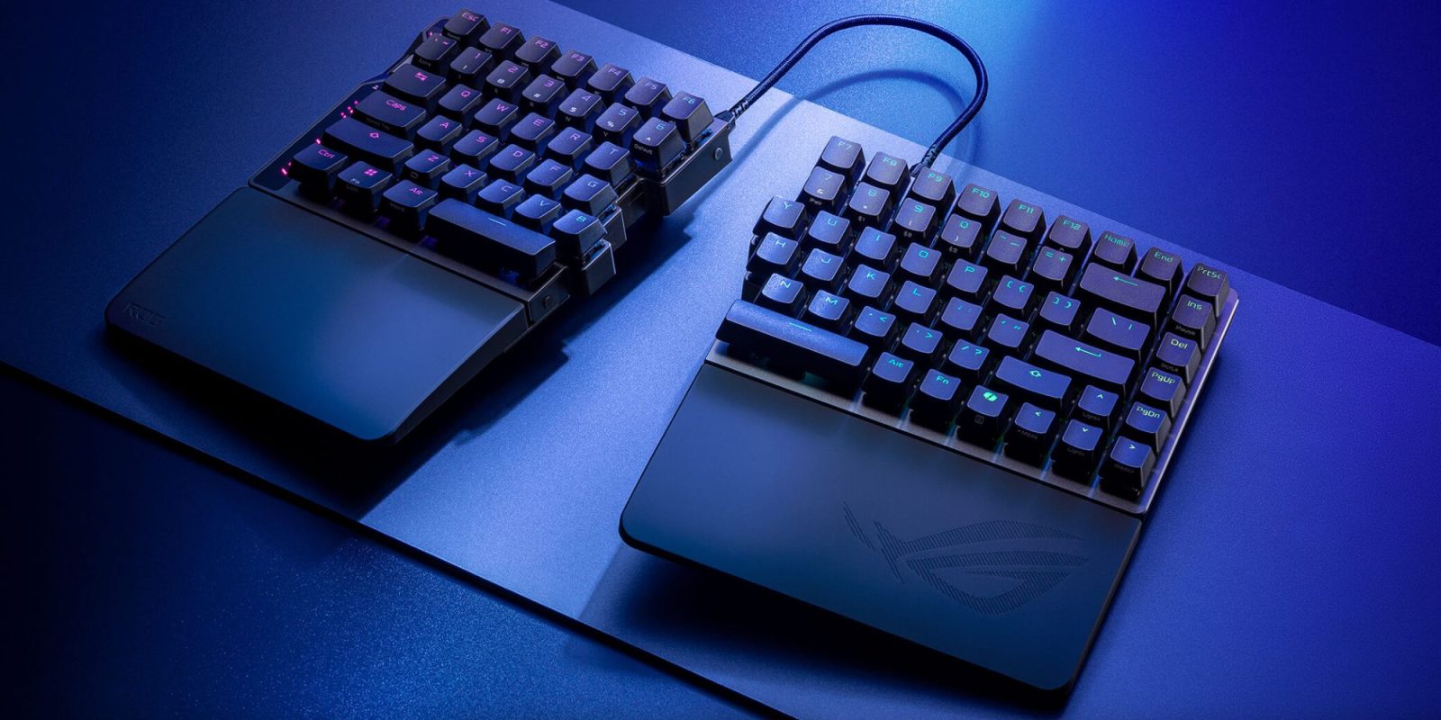 Image showing ASUS' Falcata 75% split ergonomic keyboard.