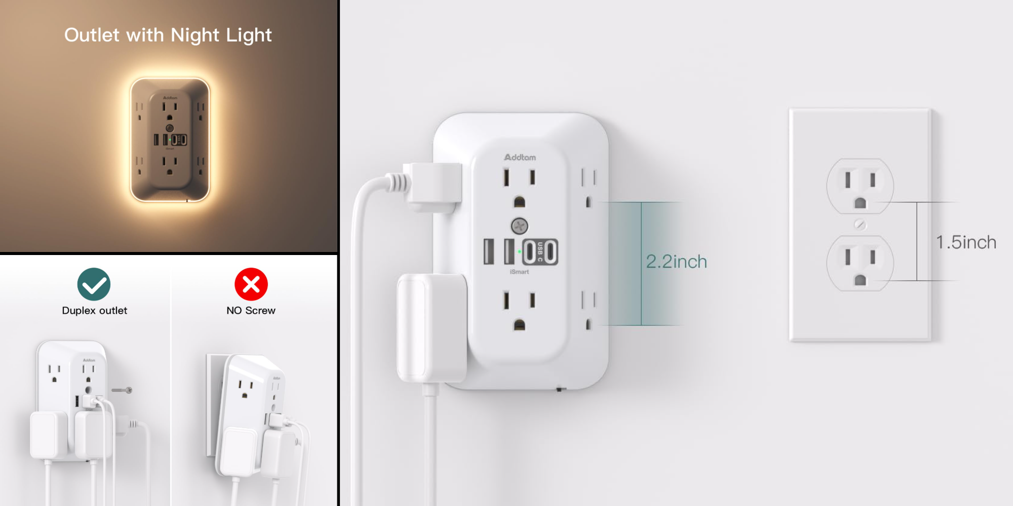Adapter Met 2 USB-poorten 3 Bivalente Aansluitingen -Adapter Met 2 USB-poorten - Type Uitgangen 3 Bypass Socket 10 16a 2p E Met 2 Usb Dc 5v 2100ma