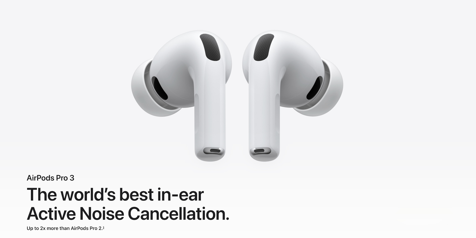 A pair of white earbuds