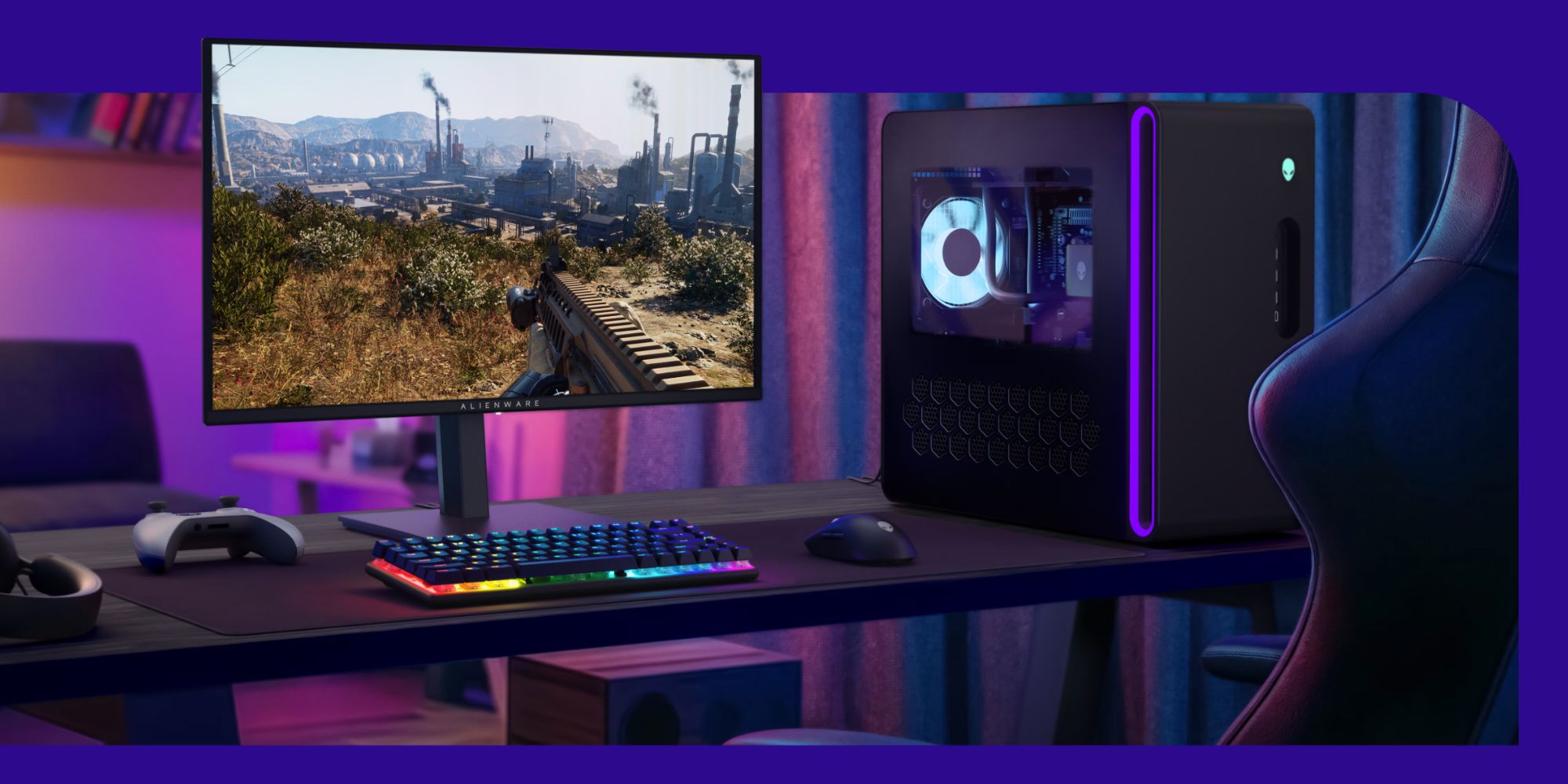 A computer on a desk