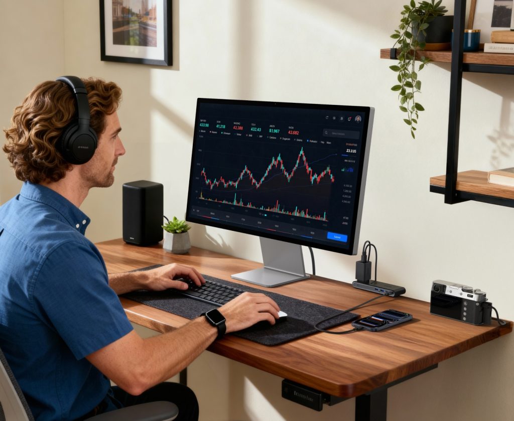 A man sitting at a desk with a computer
