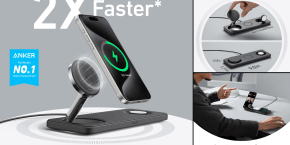 A smart phone charging on a wireless charger