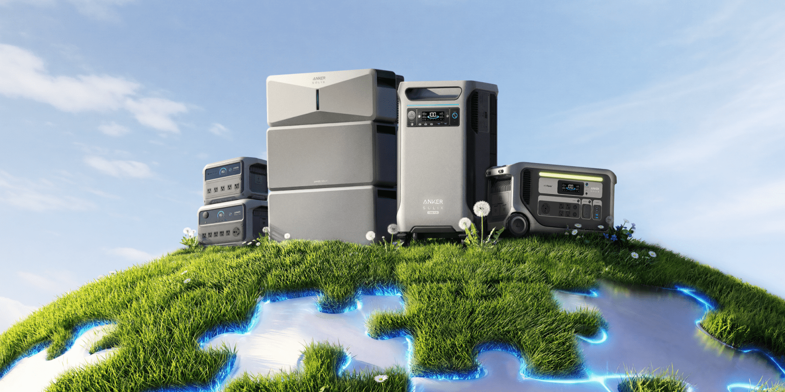 A group of rectangular objects on grass