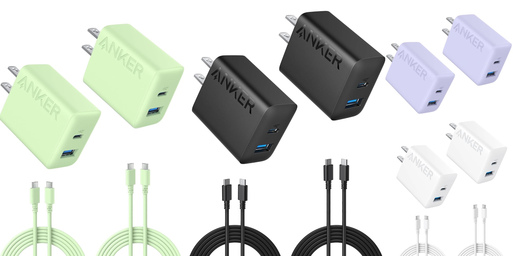 A group of black and green usb cables