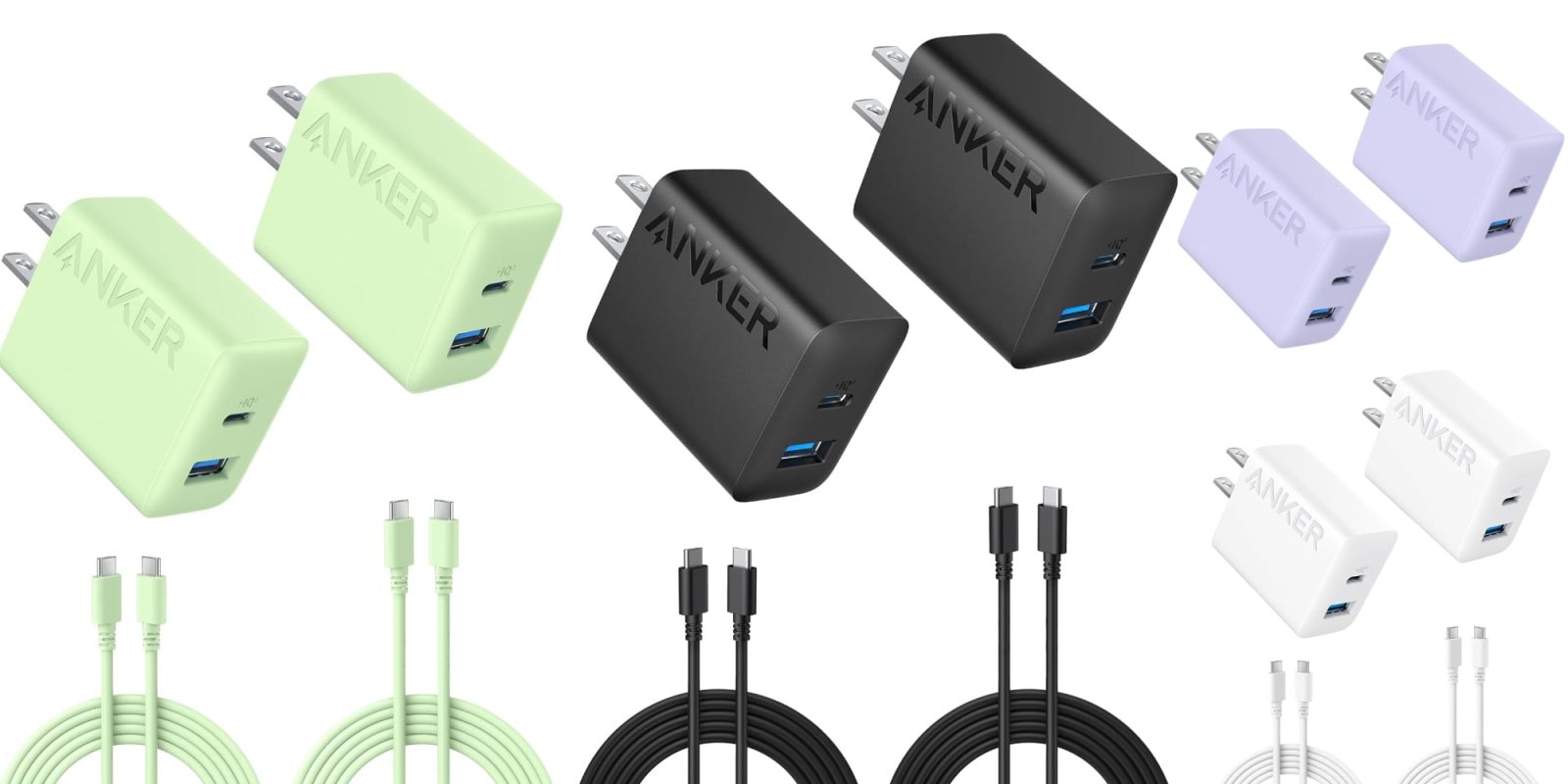 A group of black and green usb cables