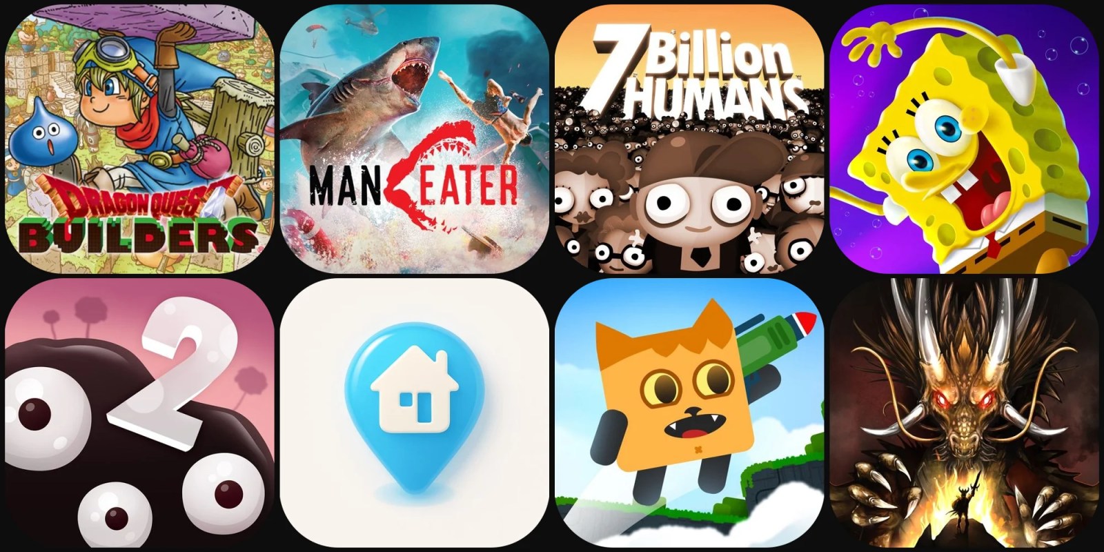 A group of square icons with text and images