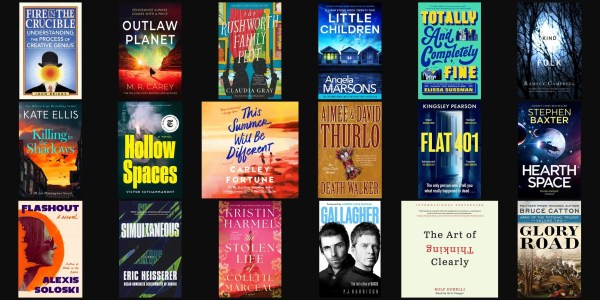 A group of books on a black background