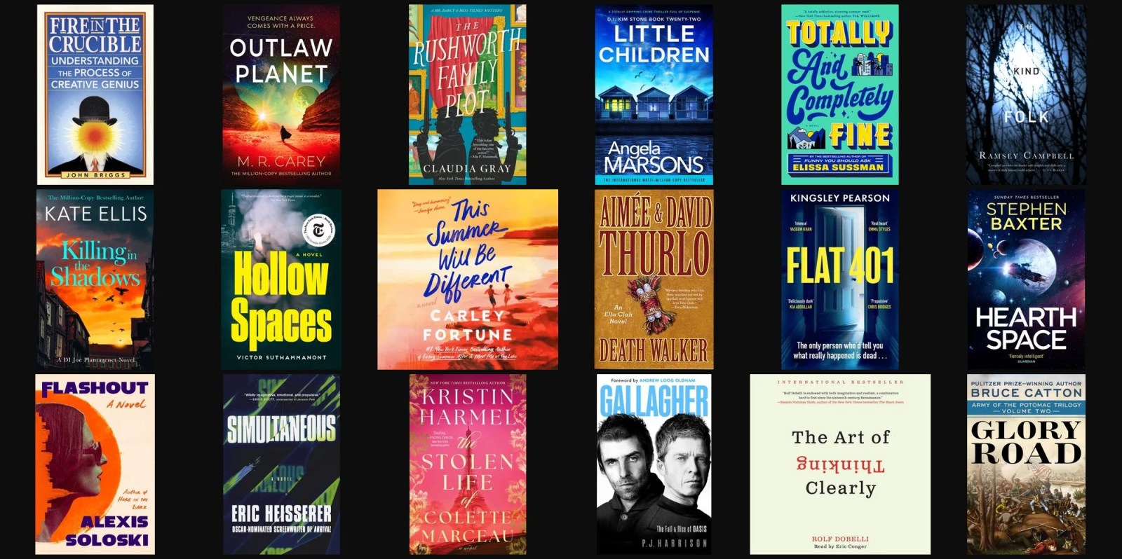 A group of books on a black background