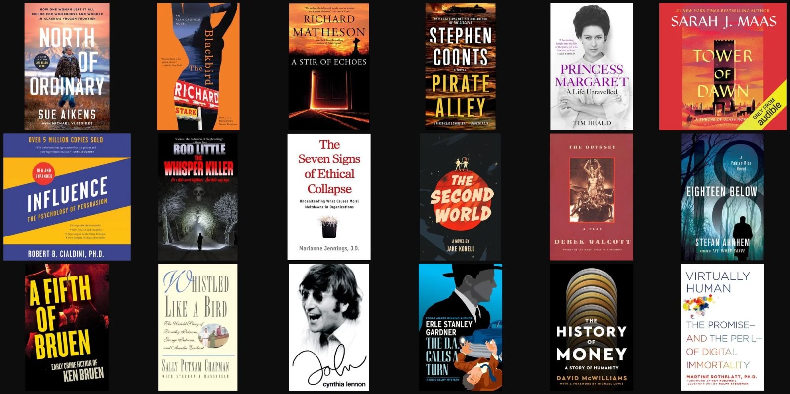 A group of books on a black background