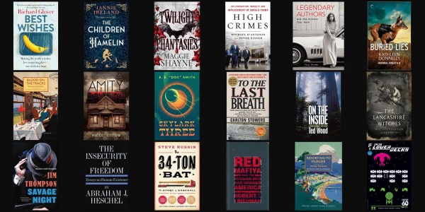 A collection of books on a black background