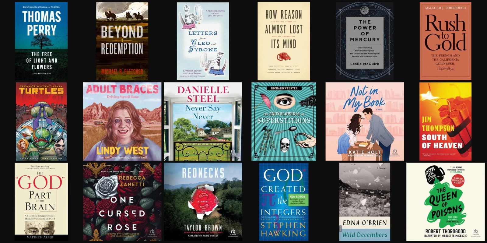 A group of books on a black background