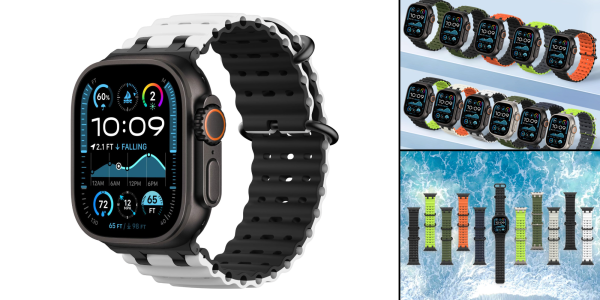 A smart watch with a white band