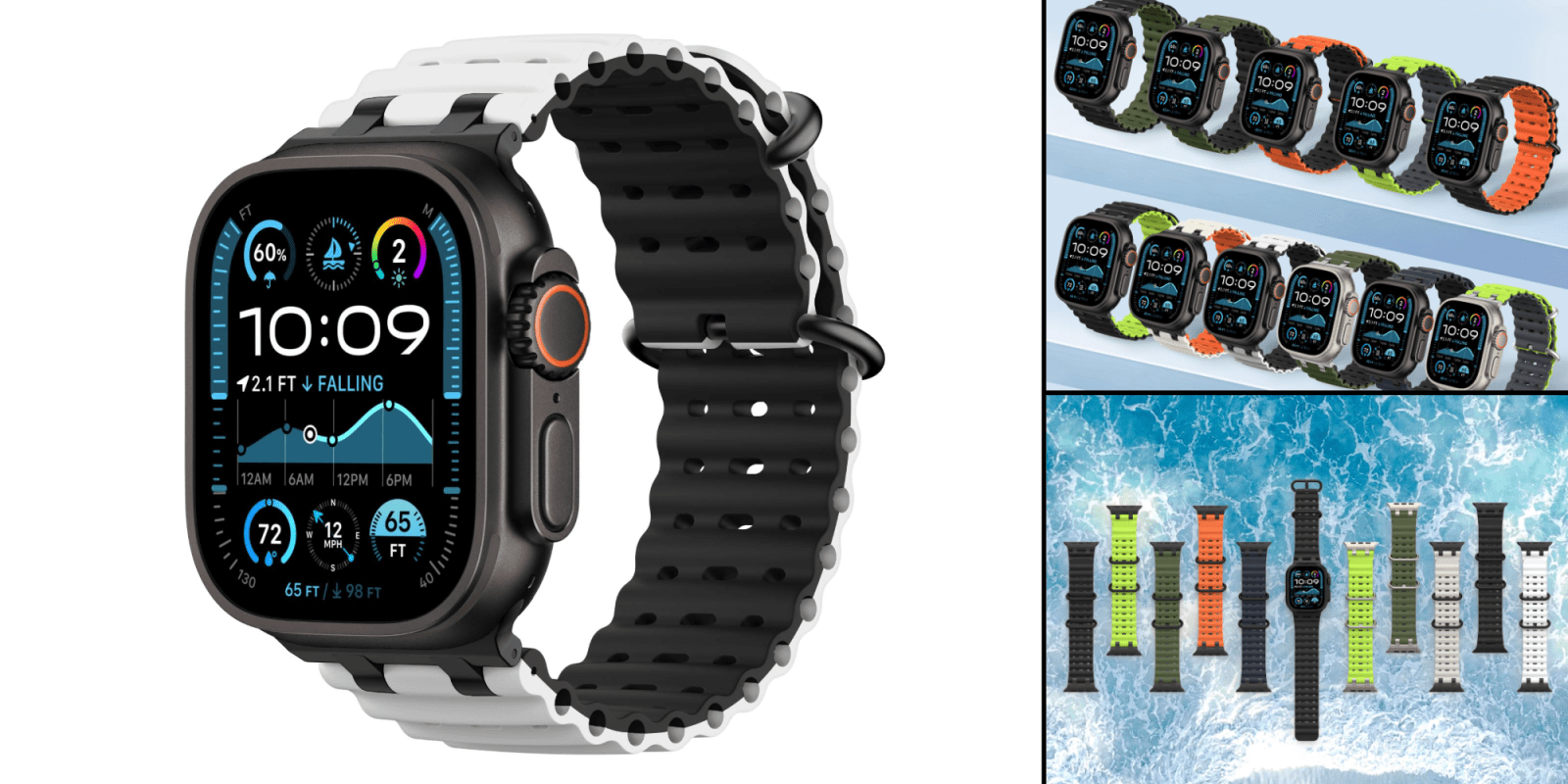 A smart watch with a white band