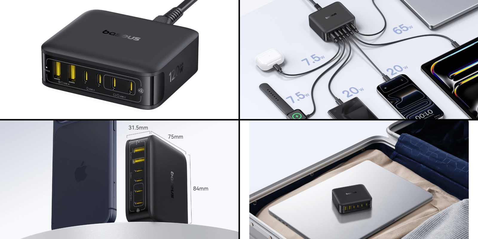 A collage of a black device