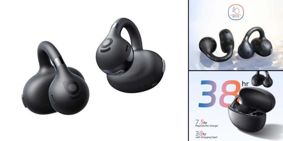 A close up of a pair of black earphones