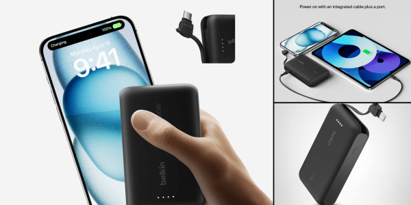 A hand holding a power bank