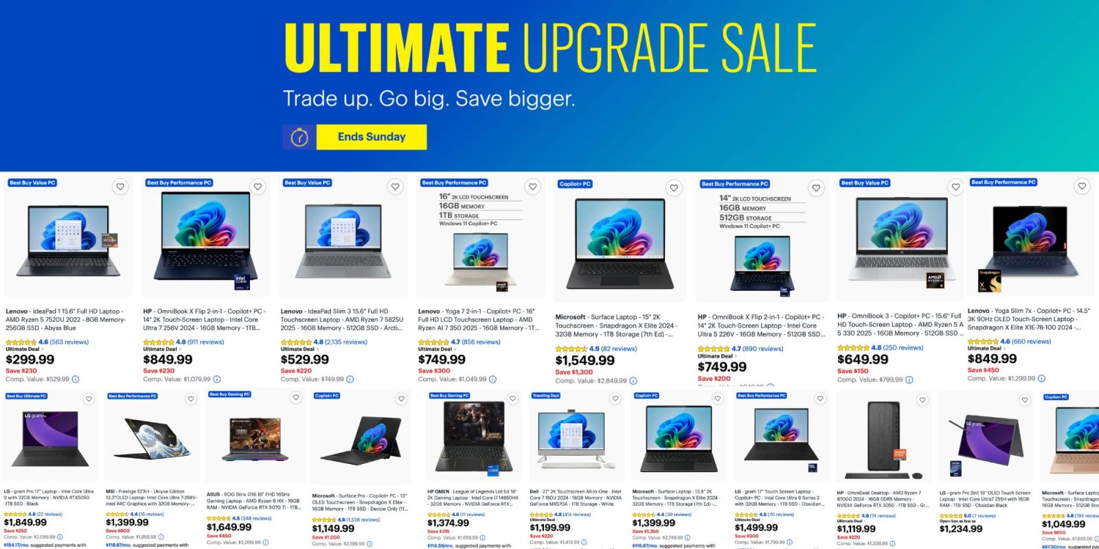 Image showing listings from Best Buy sale.