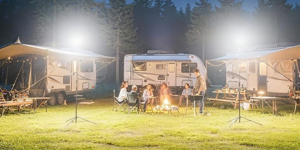 A group of people around a campfire