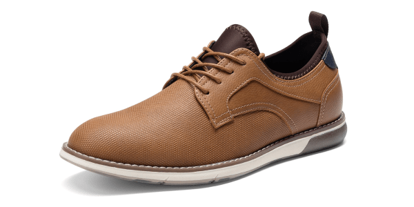 A brown and white shoe