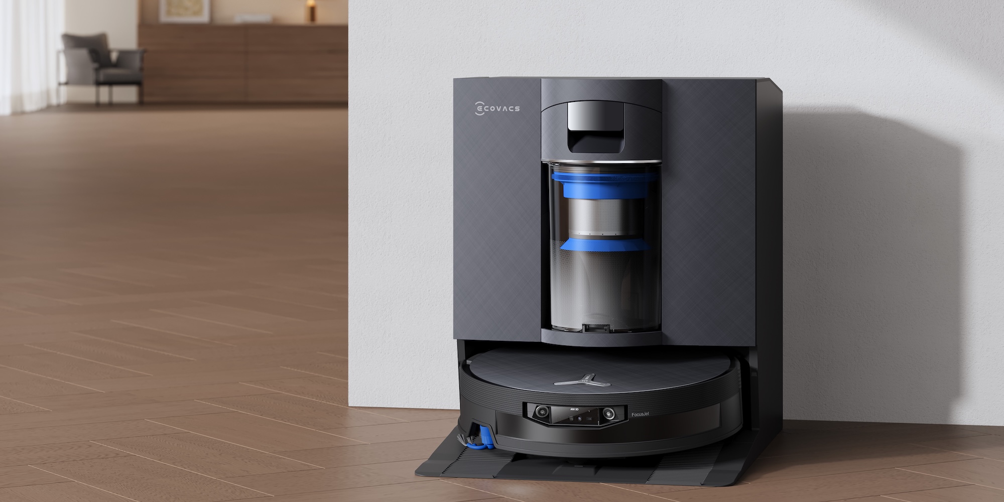 A robot vacuum cleaner on a wood floor