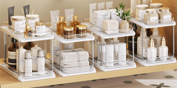 A shelf with different items on it