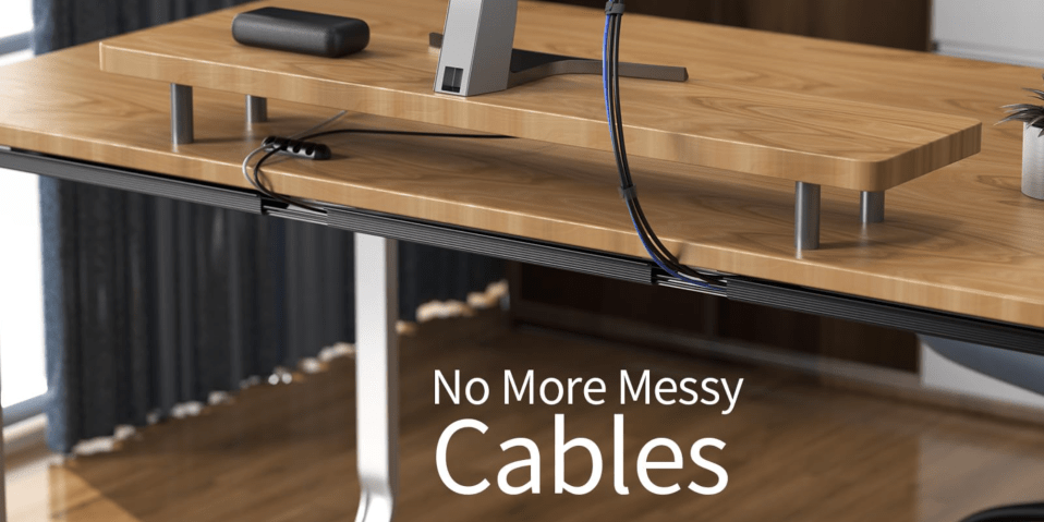 A computer monitor on a desk