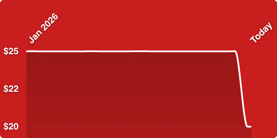 A red rectangular object with white lines