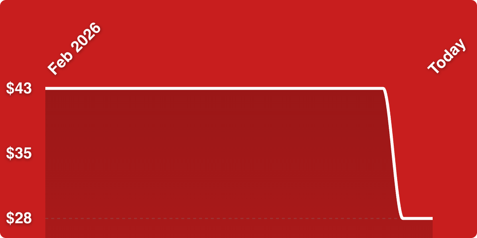 A red rectangular object with white lines