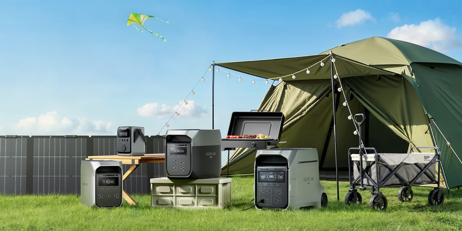 A group of electronic devices outside