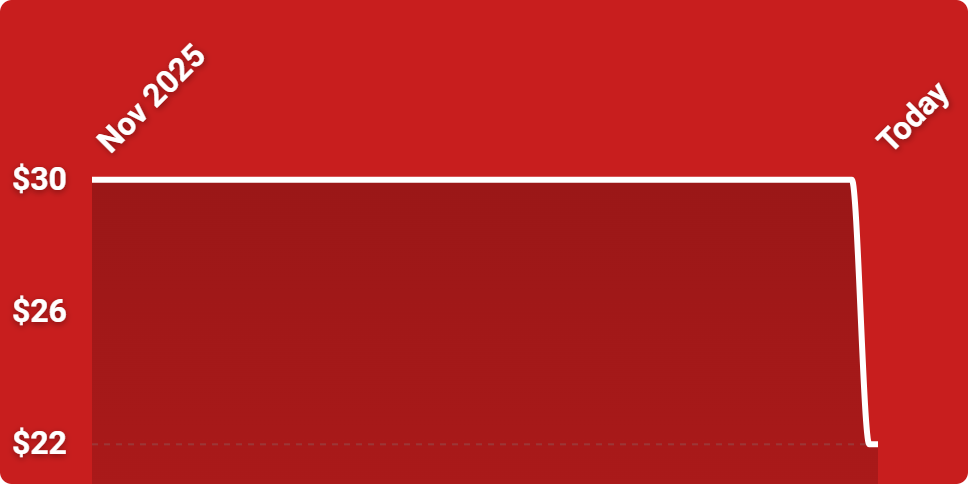 A red rectangular object with white lines