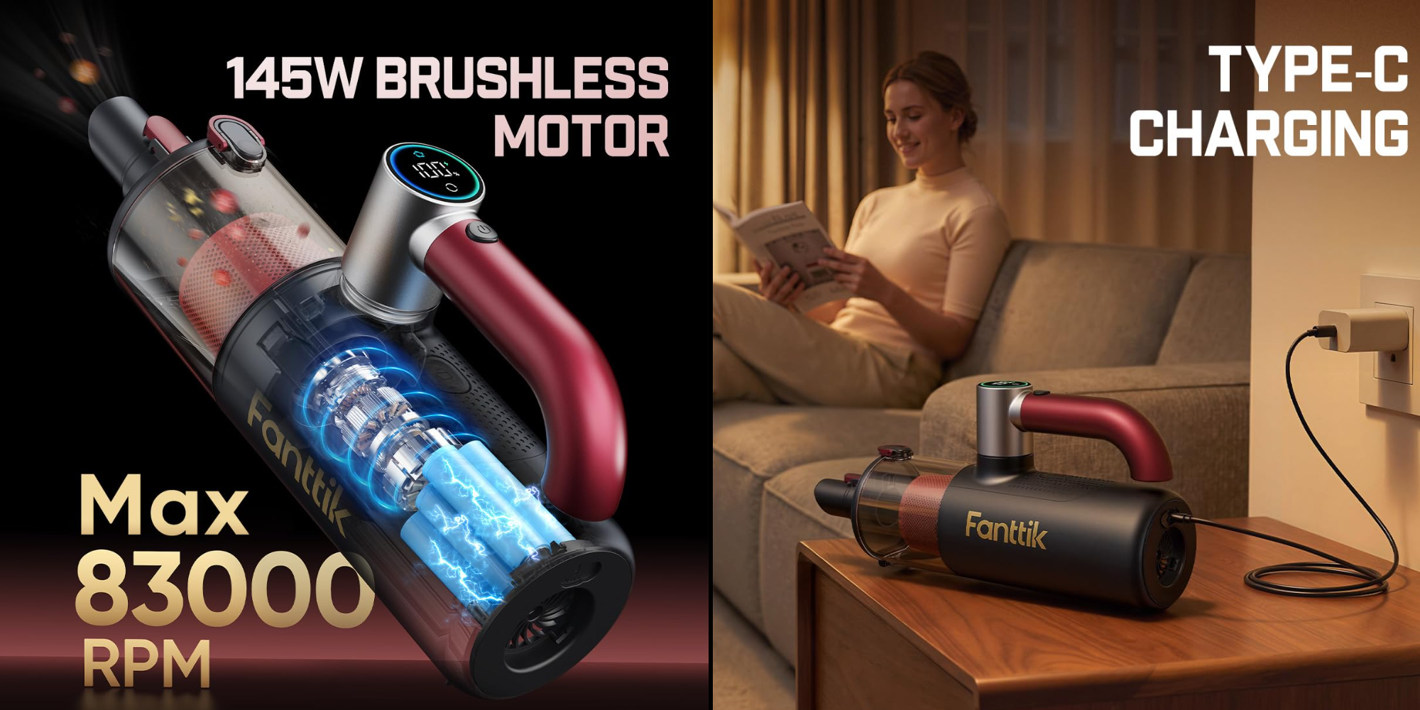 Fanttik's sleek V11 APEX 145W handheld vacuum with USB-C charging