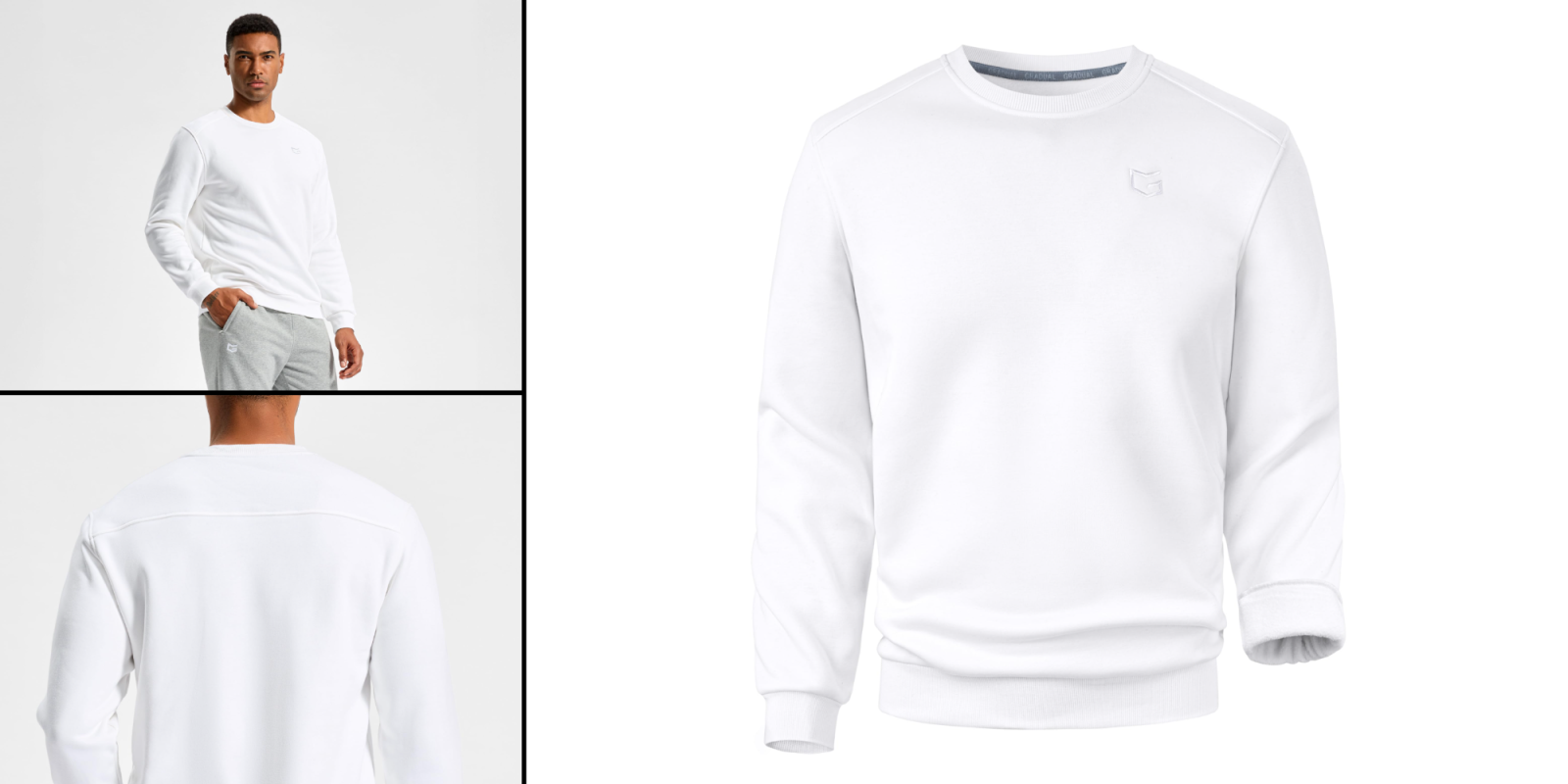 A collage of a white sweater