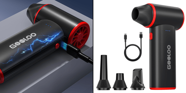 A black and red device with a red and black design