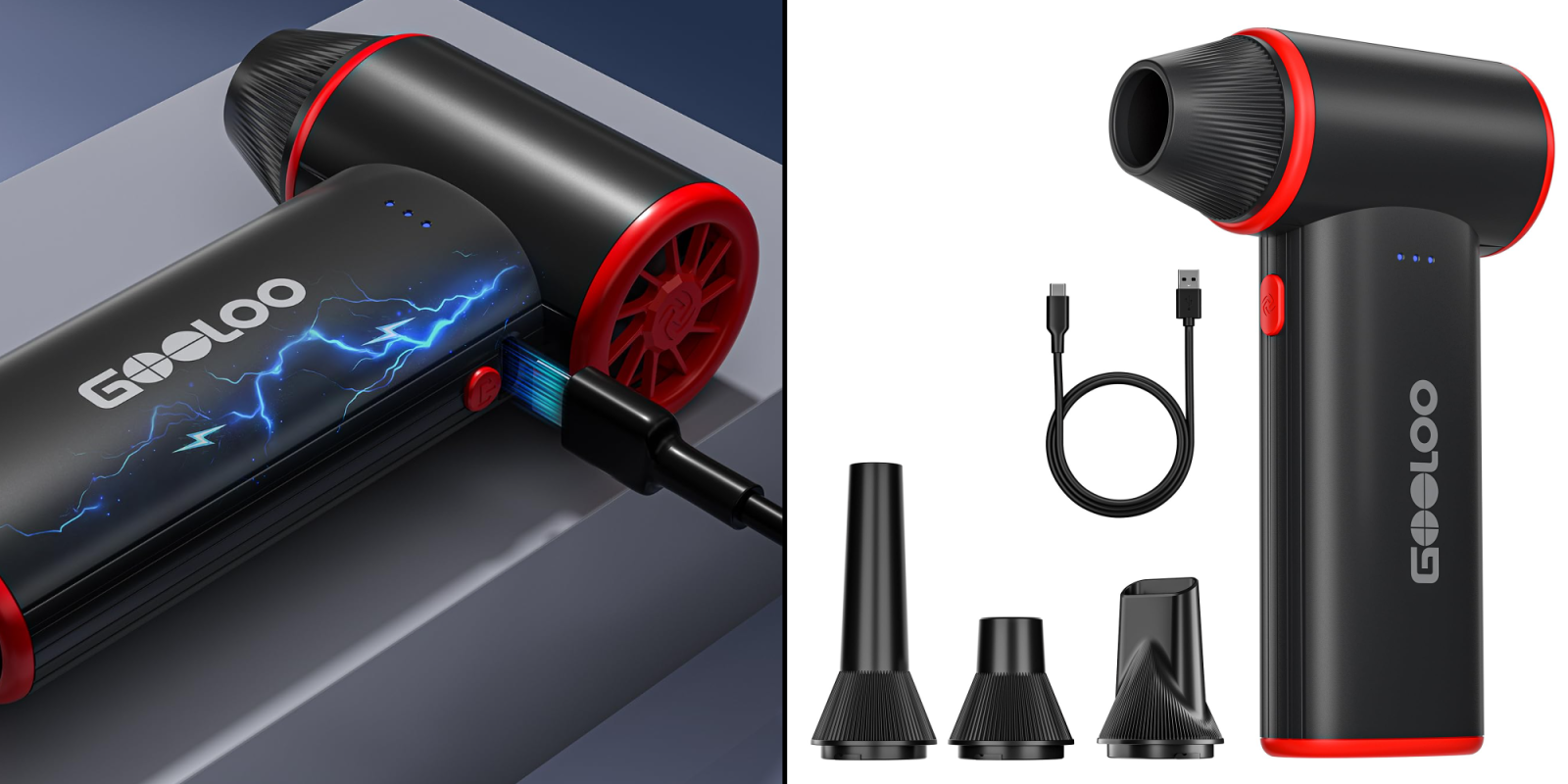 A black and red device with a red and black design