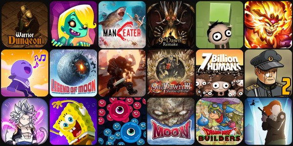 A collage of video game graphics