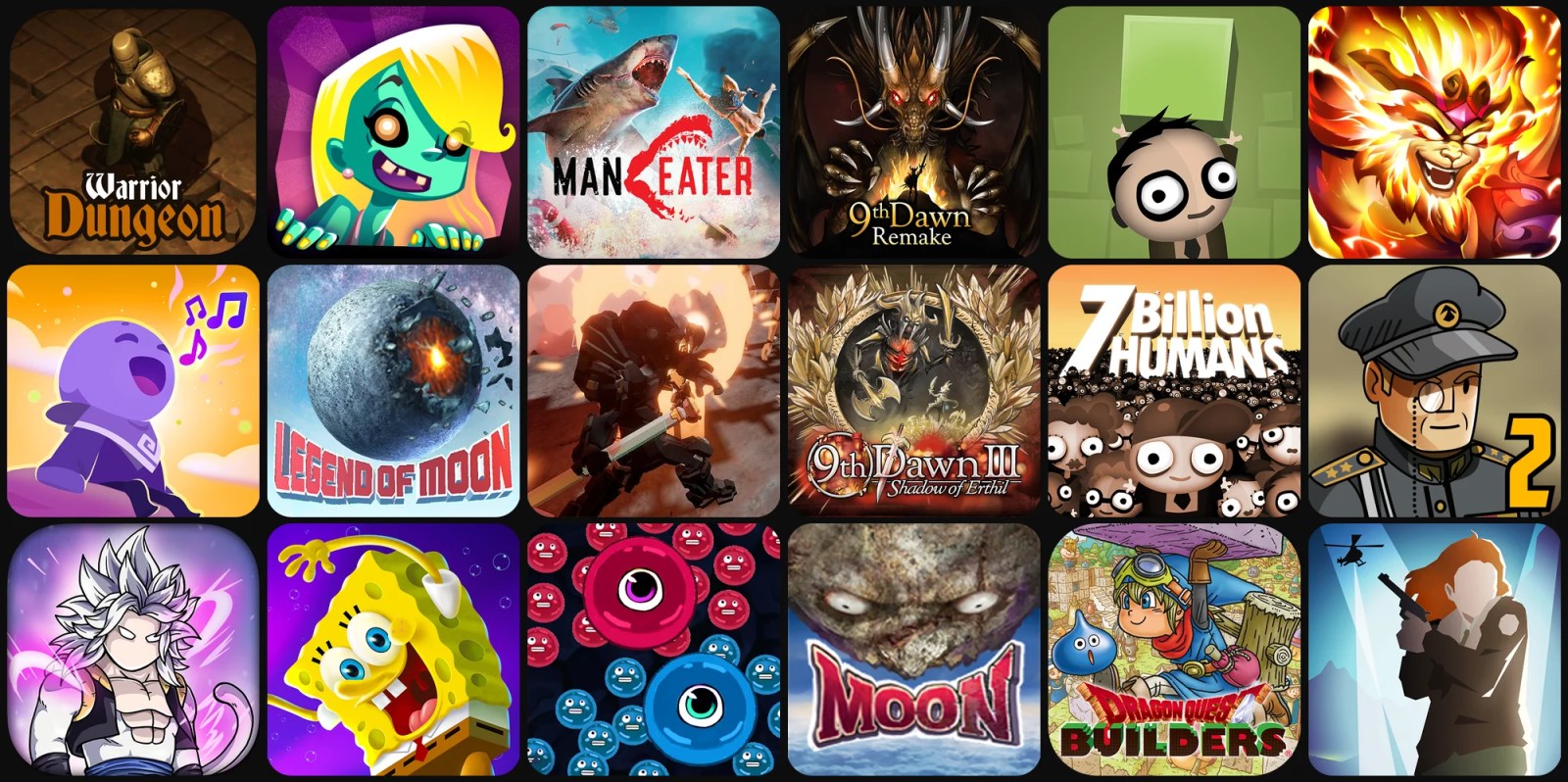 A collage of video game graphics