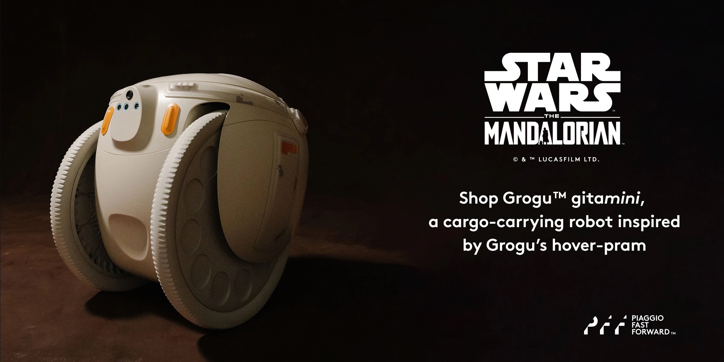 A white circular object with wheels