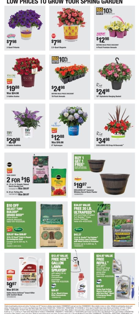A flyer with a variety of plants and packages