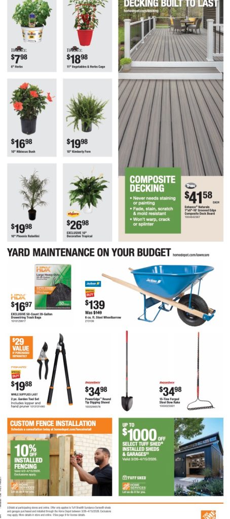 A flyer with a wheelbarrow and tools