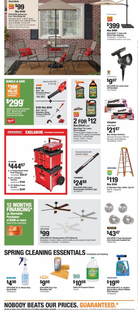 A advertisement for a home improvement store