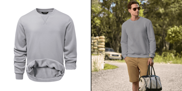 A man wearing a grey sweater