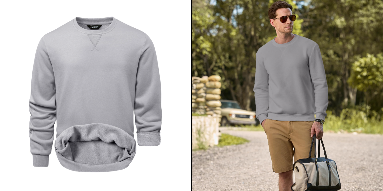 A man wearing a grey sweater