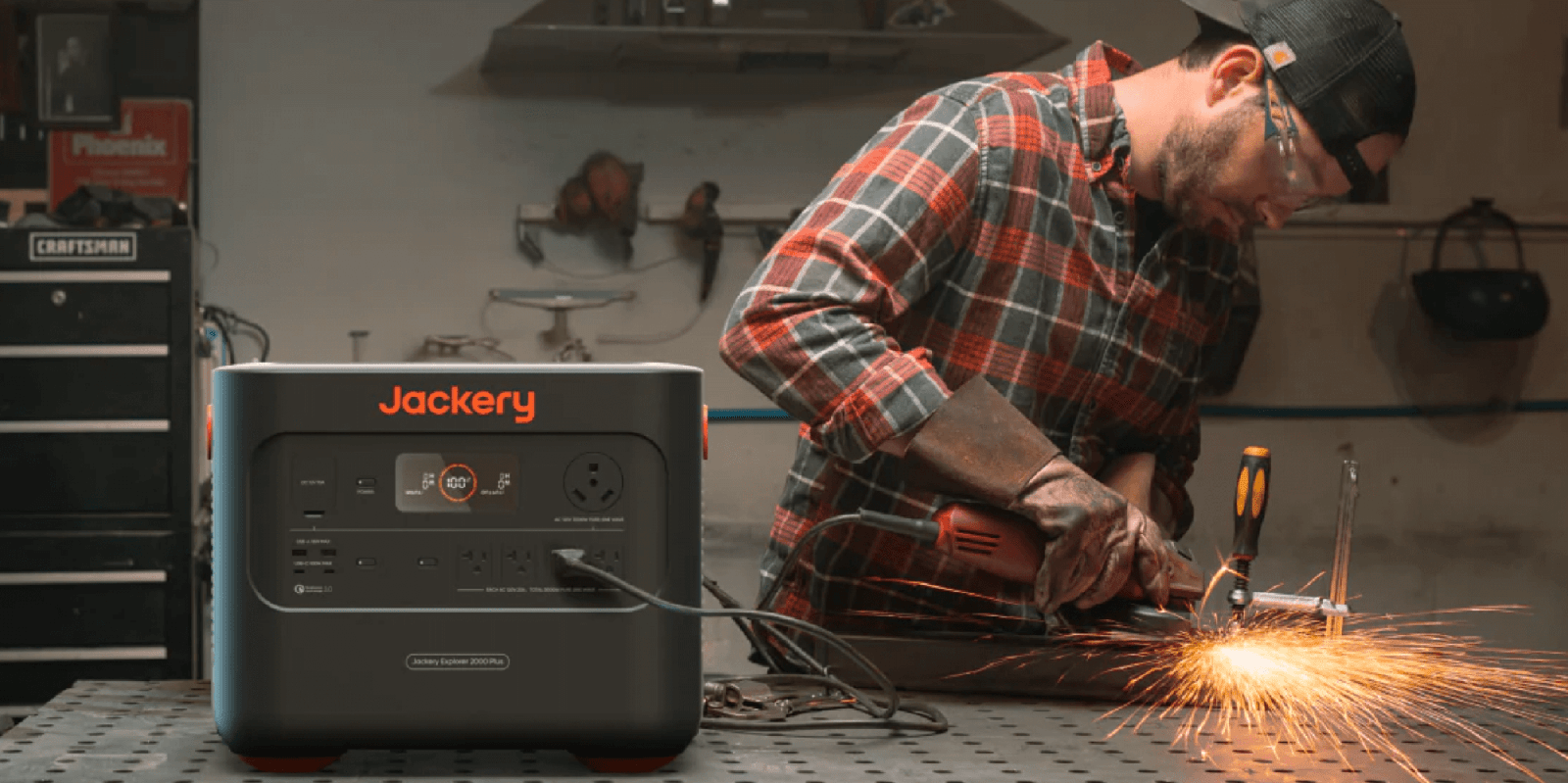 A man welding a piece of metal